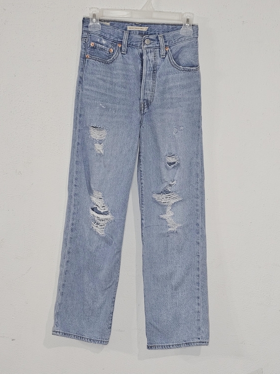 Levi's Denim - Levi's Premium Ribcage Straight Ankle Jeans Womens 24 Light Wash High Rise Retro